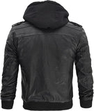 Detachable Hood Black Mens Leather Jacket