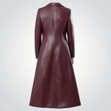 Sophie Turner Dark Maroon Costume Long Trench Coat