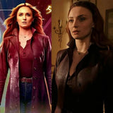 Sophie Turner Dark Maroon Costume Long Trench Coat