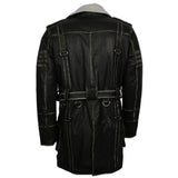 Fallout Battle Long Coat Distressed Black Real Leather Jacket Mens