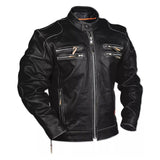 New Café Racer Distressed Streetwear Biker Mens Leather Jacket