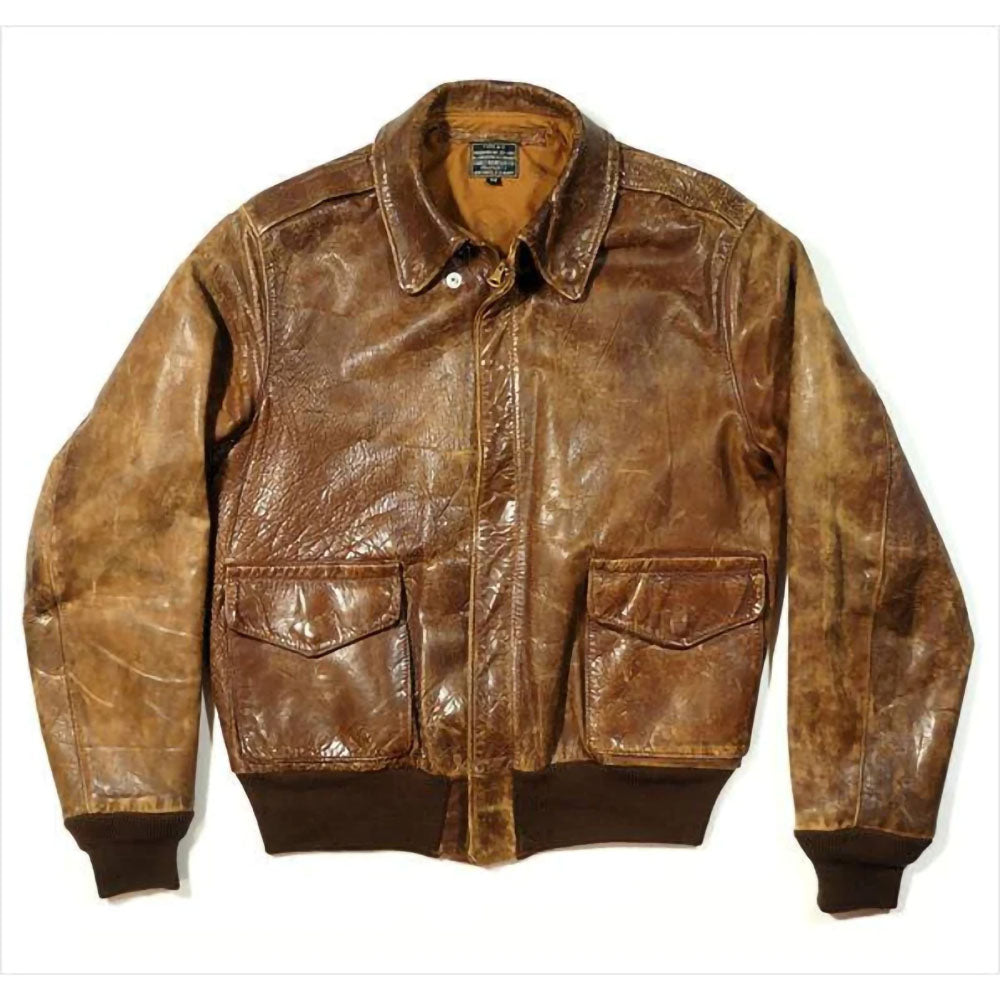 A2 Vintage Military Distressed Brown Mens Leather Jacket – Leather