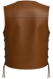 Waistcoat V-Neck Style Brown biker men's Waist Leather Streetwear Waistcoat