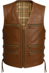 Waistcoat V-Neck Style Brown biker men's Waist Leather Streetwear Waistcoat