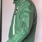 Superhero B T Embossed Leather Jacket Handmade Cosplay Costume Green Faux Leather Halloween Biker Coat