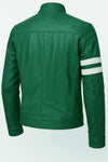Superhero B T Embossed Leather Jacket Handmade Cosplay Costume Green Faux Leather Halloween Biker Coat