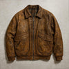 Vintage 1960s German A2 Leather Jacket Men’s Handmade Distressed Brown Cowhide Grain Leather Contrast Check Lining Streetwear Coat