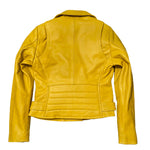 Cropped Biker Slim Fit Yellow Womens Leather Jacket