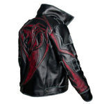 Proto Embossed Style Two Toned Red & Black Leather Jacket