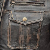 Café Racer Retro Biker Distressed Brown Leather Jacket Mens