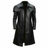 A7 Destructive Leather Jacket Destructive Black Leather Duster Trench Coat