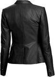 3 Buttons Blazar Double Pocket Gray, Black, Tan, Red Womens Leather Coat Womens Jacket & Overcoat