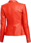3 Buttons Blazar Double Pocket Gray, Black, Tan, Red Womens Leather Coat Womens Jacket & Overcoat