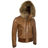 Bomber Jacket Real Leather Streetwear Coat Mens