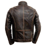 Café Racer Retro Biker Distressed Brown Leather Jacket Men's