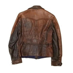 1920s Vintage Biker Wax Brown Leather Jacket For Mens