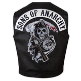 Sons Of Anarchy Vest Jax Teller's Black Street Motorcycle Embroidery Patch Jacket Men
