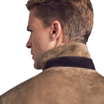 Mens Natural Suede Leather Coat Vintage Brown Casual Style Streetwear Jacket