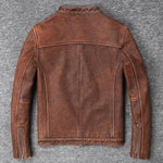 Streetwear Mens Leather Jacket Distressed Brown Vintage Style Real Leather Coat