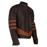 X - M Wolverine Brown Real Leather Costume Jacket Mens