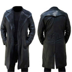 Black Runner Genuine Leather Movie Costume Trench Style Long Jacket