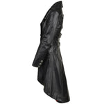 Flapper Style Coat Women Black Soft Leather Jacket Trench Coat