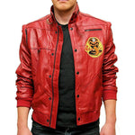 Mens Cobra Kai Johnny Red Retro Leather Jacket