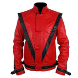 Michael Jackson Halloween Red Leather Jacket For Mens