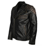 Skull Ride Emboss Distressed Leather Jacket for Men's