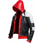 Red & Black  Hooded Style Halloween Costume Cosplay Leather Jacket