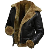 Black B3 Bomber Hood Leather Jacket For Mens Winter Jacket