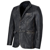 80s Vintage Blazer Distressed Black Classic Leather Coat