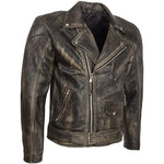 Vintage Diamond Classic Style Distressed Brown Motorcycle Leather Jacket